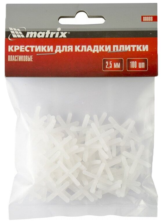 Крестик для укладки плитки matrix 88088, белый, 100 шт.