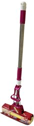 Швабра с роликовым ручным отжимом и телескопической ручкой, 27 см, розовая