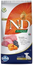 Сухой корм для щенков Farmina N&D Pumpkin, для беременных/кормящих, беззерновой, ягненок, с тыквой, с черникой 7 кг (для мелких пород)