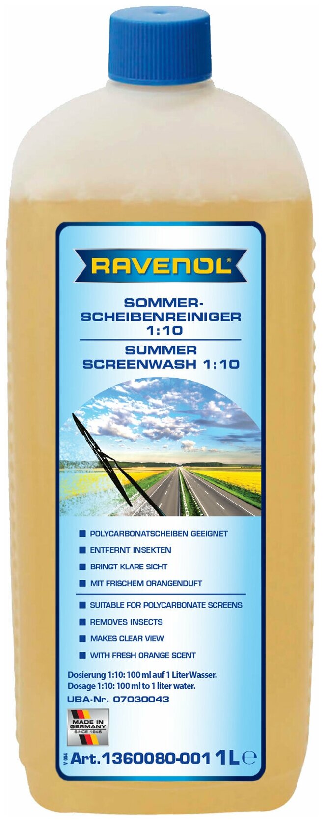 Омыватель летний концентрат RAVENOL Sommerscheibenr.Konz. (Обзор) 1:10 (1л), 1360080-001-01-000