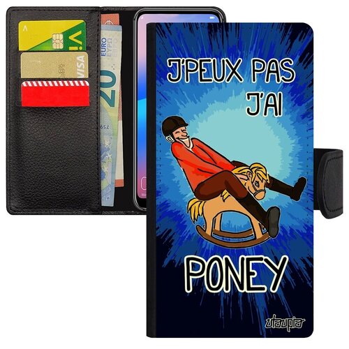 фото Защитный чехол книжка на // samsung galaxy a40 // "не могу - у меня пони!" картинка рисунок, utaupia, синий