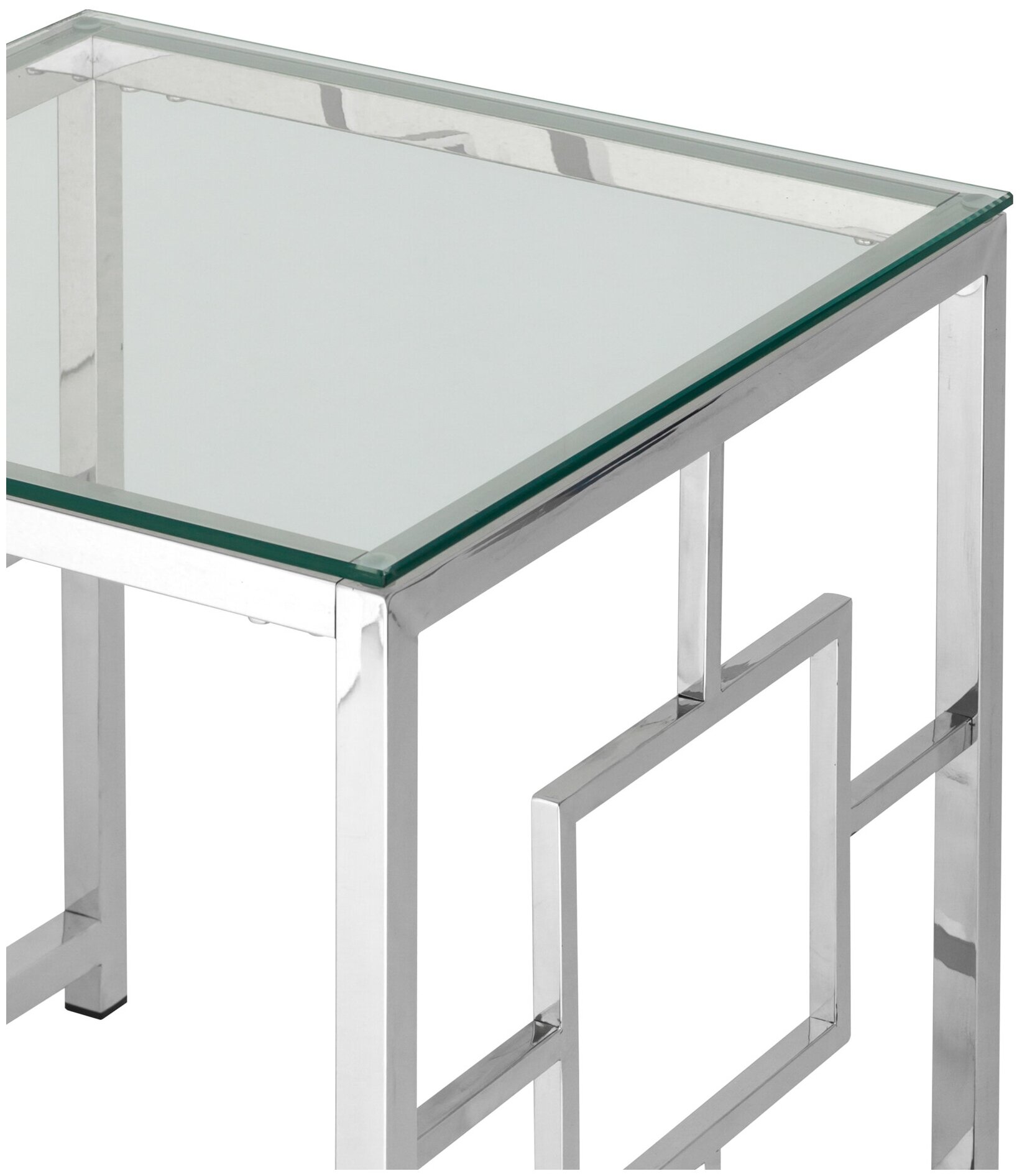 Журнальный столик 55*55 бруклин, прозрачное стекло, сталь серебро Hoff - фото №4
