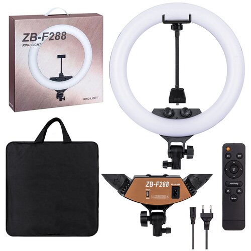 Кольцевая лампа ZB-F288 с пультом управления 36 см чёрная 333200₽