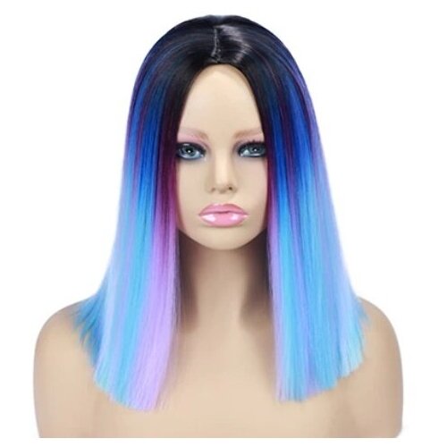 Парик удлиненное каре голубой с эффектом омбре