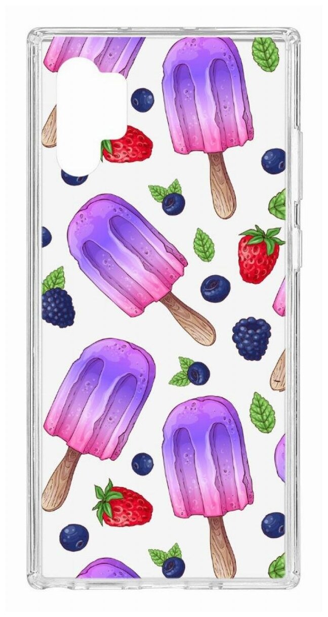 Чехол для Samsung Galaxy Note 10 Plus Kruche Print Ice Cream, пластиковая накладка, силиконовый бампер с защитой камеры, защитный прозрачный с рисунком