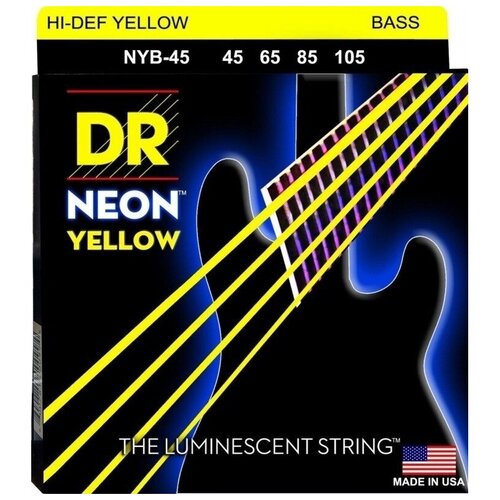 Струны для бас-гитары DR String NYB-45 HI-DEF NEON curt mangan nickelplated bass strings coated 45 130 5 string струны для 5 струнной бас гитары