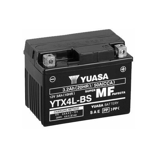 фото Аккумулятор мотоциклетный yuasa agm 12v 3ah сухозаряженный акб в комплекте с электролитом ytx4l- bs gs yuasa