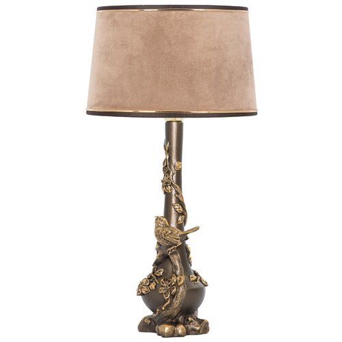 Настольная лампа BOGACHO Терра бронзовая с темно-бежевым абажуром Тюссо