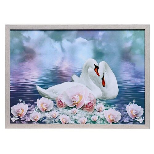 Картина Лебеди в цветах 56*76 см микс картина семейство 56 76 см рамка микс