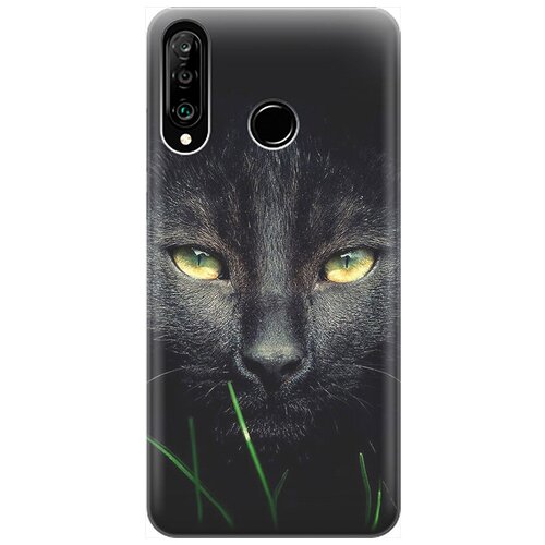 фото Ультратонкий силиконовый чехол-накладка для huawei p30 lite / honor 20s / honor 20 lite с принтом "кошка в темноте" gosso