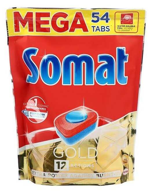 Таблетки для посудомоечных машин Somat Gold, дойпак 54 шт (2691313) - фотография № 10