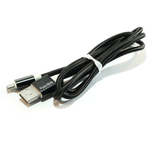 USB кабель - микро USB FaisON FX2 LINE, 1.0м, круглый, 2.1A, ткань, цвет: чёрный