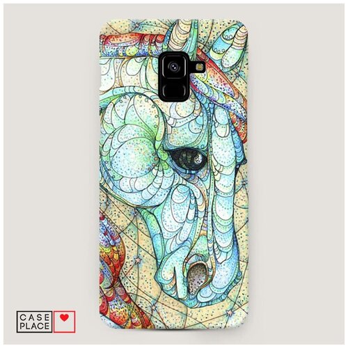 фото Чехол пластиковый samsung galaxy a8 plus 2018 лошадь витраж case place