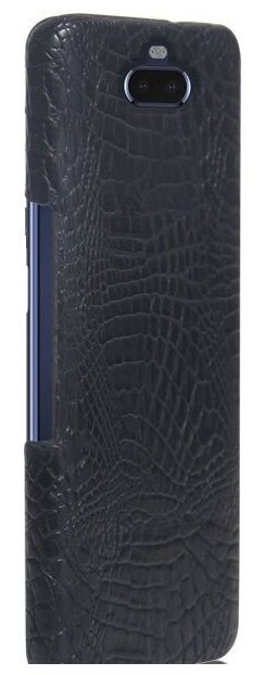 Чехол панель бампер MyPads для Sony Xperia 20 / XA4 элегантный тонкий на пластиковой основе с дизайном под кожу крокодила черный