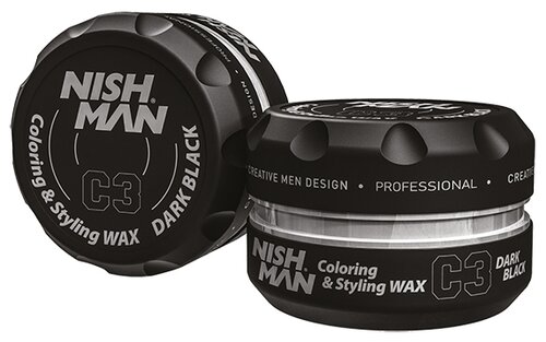 NISHMAN Воск C3 Darkblack Hair Premium Coloring Wax, средняя фиксация, 100 мл, 100 г