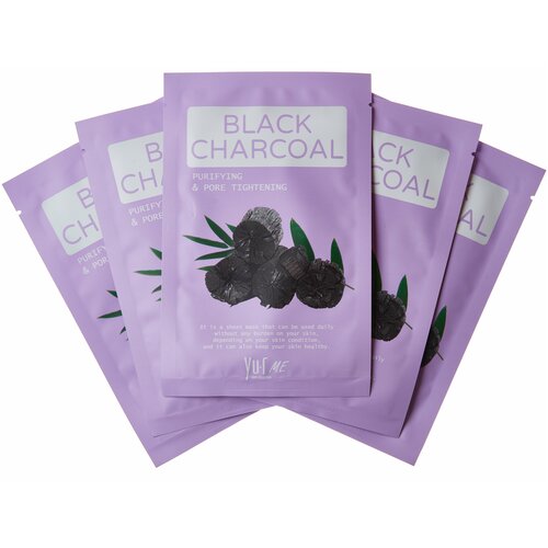 YU.R ME Тканевая маска для лица с экстрактом угля - Black charcoal sheet mask, 1шт