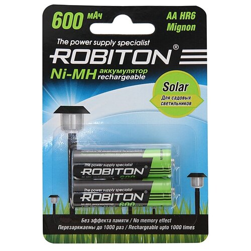 фото Аккумулятор aa - robiton solar 600mhaa-2 13905 bl2 (2 штуки)