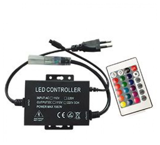 Контроллер для светодиодных RGB лент Ecola 220V 16x8 1500W 6.6A IP68 с ИК пультом CRS615ESB