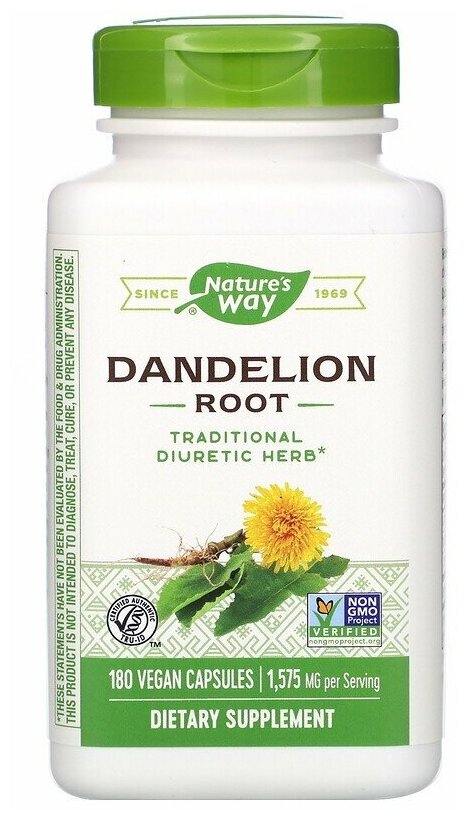 Nature's Way Dandelion root (Корень одуванчика) 525 мг 180 растительных капсул
