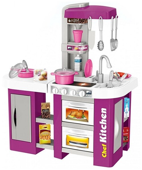 Детская игровая кухня Talented CHEF, 72х61х33 см, с водой, набором посуды и продуктов, конфорки c подсветкой, озвучкой, 53 предмета