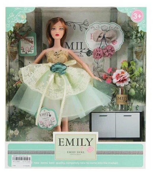 Кукла шарнирная Emily Мятная серия с заколкой и аксессуарами 28см WJ-12662 , ABtoys