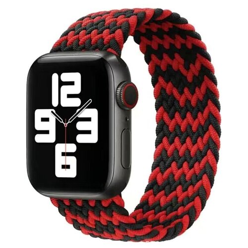 Монобраслет нейлоновый тканевый ремешок для умных часов Apple Watch Series 1-8 - 38/40/41 мм (эпл вотч) размер М, W-черно-красный