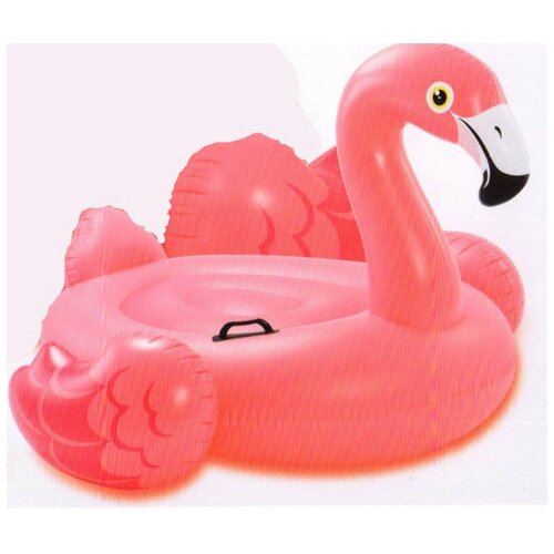 Плот надувной INTEX Pink Flamingo Pide-On (Розовый Фламинго), для бассейна и моря, от 3 лет, 142x142x