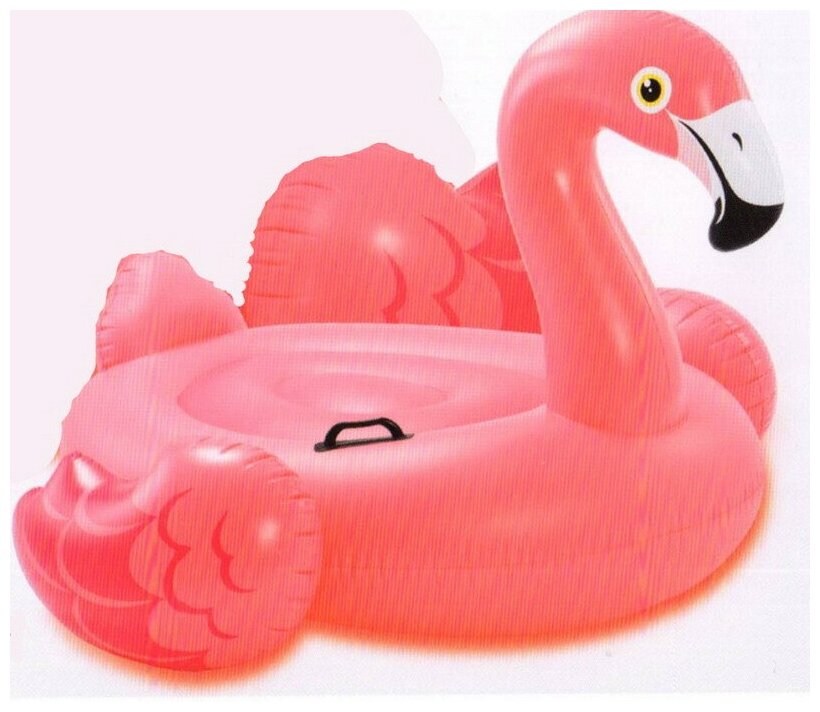 Плот надувной INTEX Pink Flamingo Pide-On (Розовый Фламинго), для бассейна и моря, от 3 лет, 142x142x