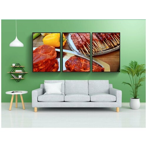 фото Набор модулных постеров для интерьера "плоть, сырой, вкусный" 60x90 см. в тубусе, без рамки lotsprints