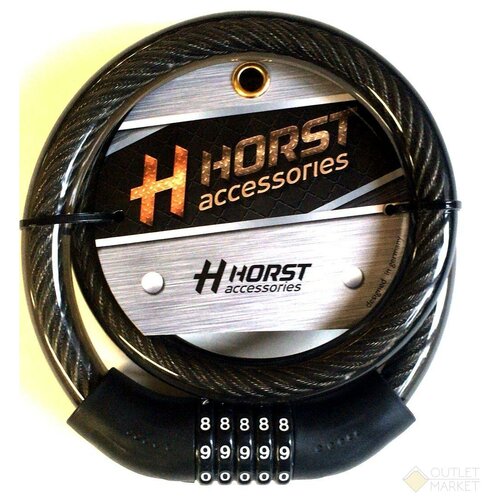 фото Замок 09-100085 вело кодовый (5 разрядов) 20х1000мм черный horst