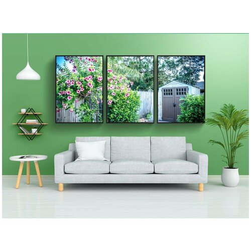 фото Набор модулных постеров для интерьера "пролить, площадка, цветы" 60x90 см. в тубусе, без рамки lotsprints