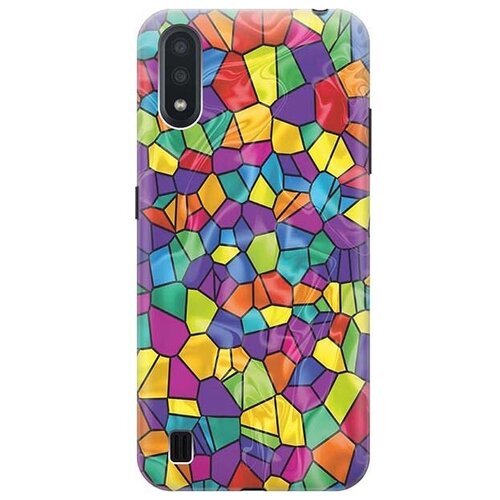 фото Ультратонкий силиконовый чехол-накладка для samsung galaxy a01 с принтом "яркая мозаика" gosso