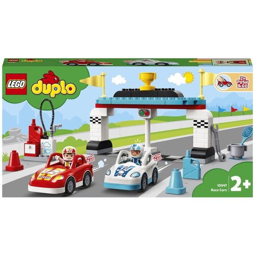 конструктор lego duplo town 10872 железнодорожный мост 26 дет Конструктор LEGO Duplo Town 10947 Гоночные машины, 44 дет.