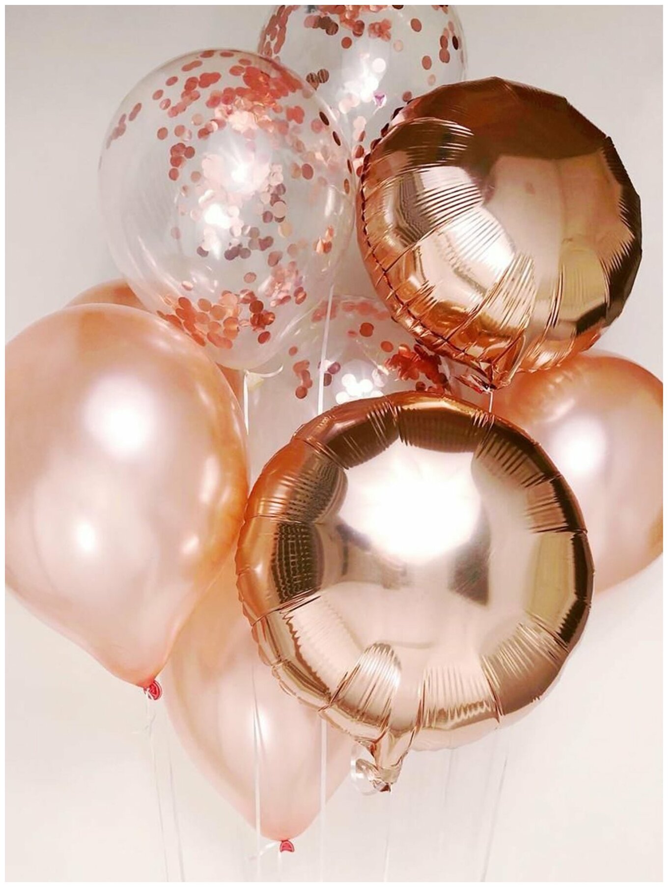 Букет из воздушных шаров с гелием Розовое золото, 9 шт