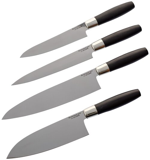 Набор из 4 кухонных ножей, сталь Х12МФ, рукоять граб