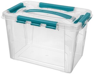 Ящик для хранения универсальный с замками «GRAND BOX», голубой, 29*19*18см, 6,65 л