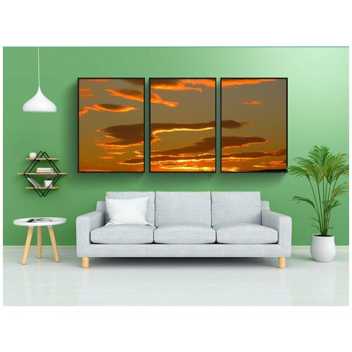 фото Модульный постер "заход солнца, солнце, грузия" 180x90 см. из 3х частей в тубусе, без рамки lotsprints