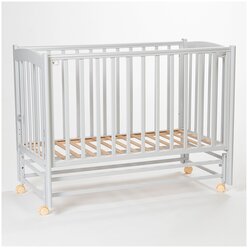 Кровать детская для новорожденных Mr Sandman Pocket Base с маятником и съёмной стенкой из износостойкого бука, 120х60 см, цвет серый