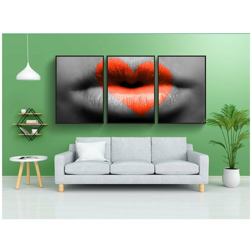 фото Набор модулных постеров для интерьера "рот, сердце, любовь" 60x90 см. в тубусе, без рамки lotsprints