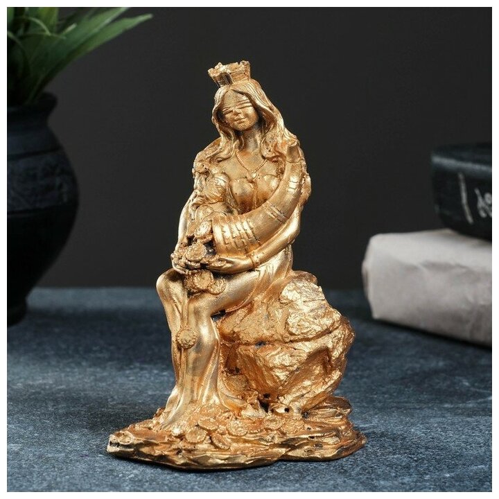 Фигура "Богиня Фортуна с рогом изобилия" золотой, 13х8х8см 7585208