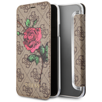 Guess для iPhone X/XS Flower desire 4G Booktype PU/roses Brown - изображение