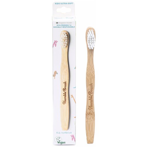 HUMBLE Детская зубная щетка из бамбука, белая, ультрамягкая, HUMBLE