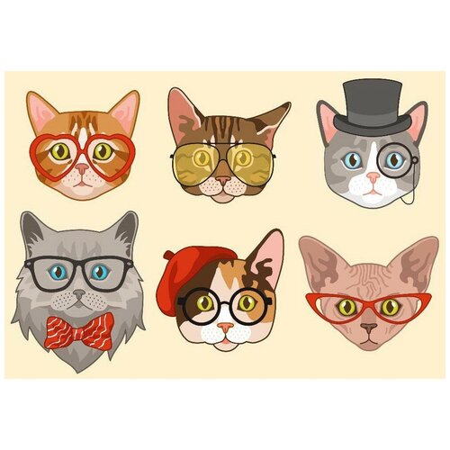 фото Набор для творчества рыжий кот палитра холст с красками по номерам в коробке забавные коты в очках 30 х 40 см китай