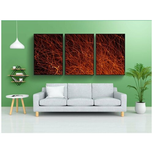 фото Набор модулных постеров для интерьера "искры, пожар, костра" 60x90 см. в тубусе, без рамки lotsprints