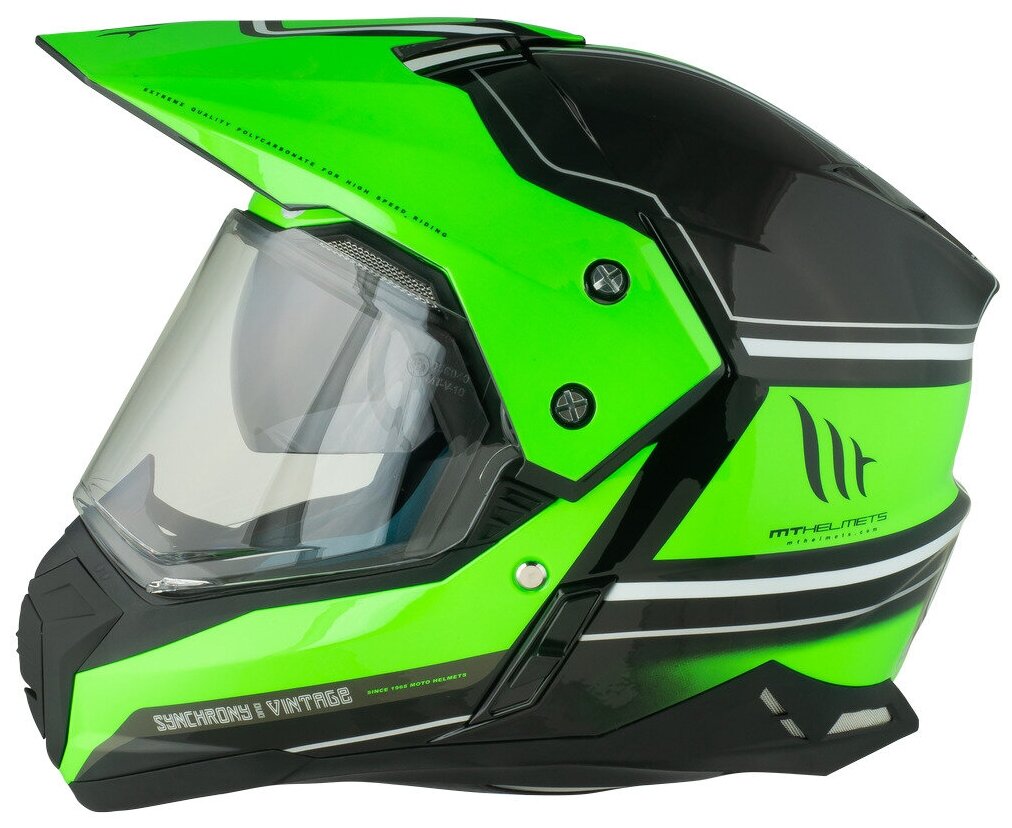 Шлем кроссовый MT SYNCHRONY Duo Sport Vintage (S, Gloss Black Fluo Green)