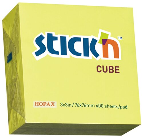 Stickn Блок неоновый самоклеящийся 76 x 76 мм 400 листов цвет желтый