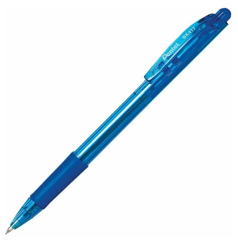 Ручка шариковая масляная автоматическая с грипом PENTEL (Япония) "Fine Line", синяя, линия письма 0,27 мм, BK417-CN, 6 штук