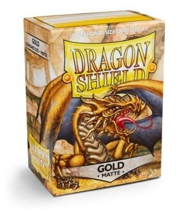 Протекторы Dragon Shield матовые Gold 64x89 мм, 100 шт. для карт MTG, Pokemon