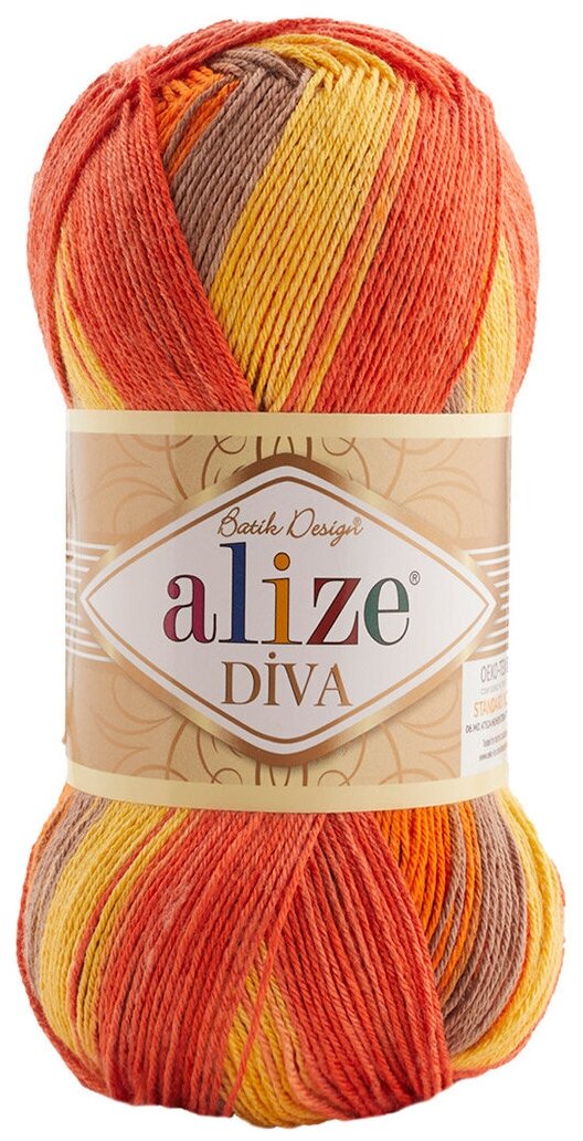 Пряжа для вязания ALIZE 'Diva batik' 100гр. 350м. (100% микрофибра) ТУ (7632 секционный), 5 мотков