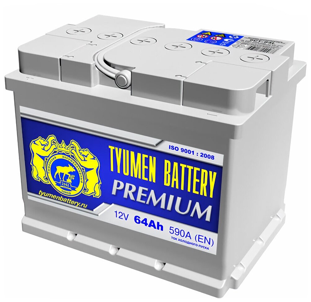 Аккумулятор Tyumen Premium 64 Ач 590А прямая полярность